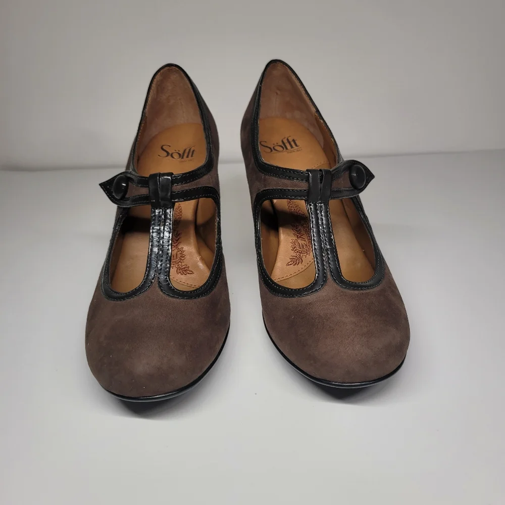 Sofft Women’s Vasta Mary Jane T Strap Kitten Heels Size 7.5 Nimbus Grey/Charcoal - Picture 8 of 11